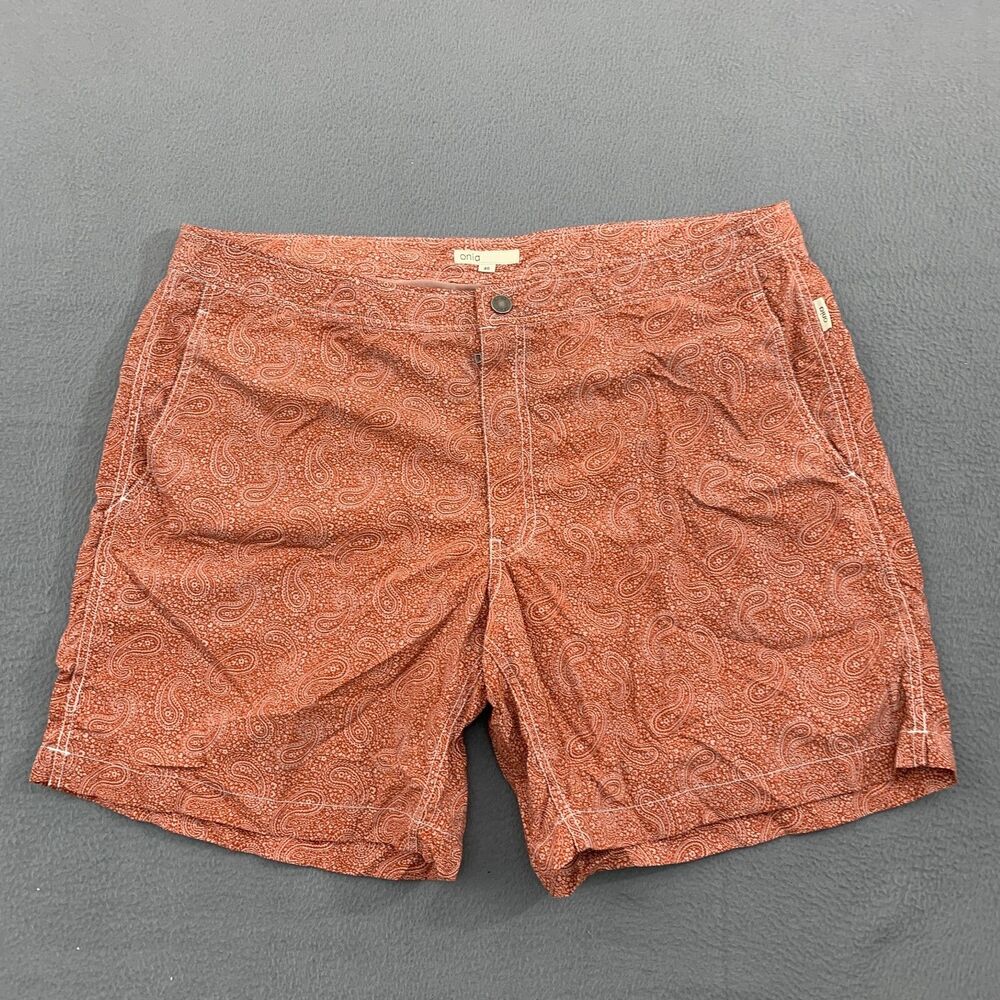 Onia Mens The Calder Board Shorts Swim Trunks Mens Size 40 Paisley Print Lined